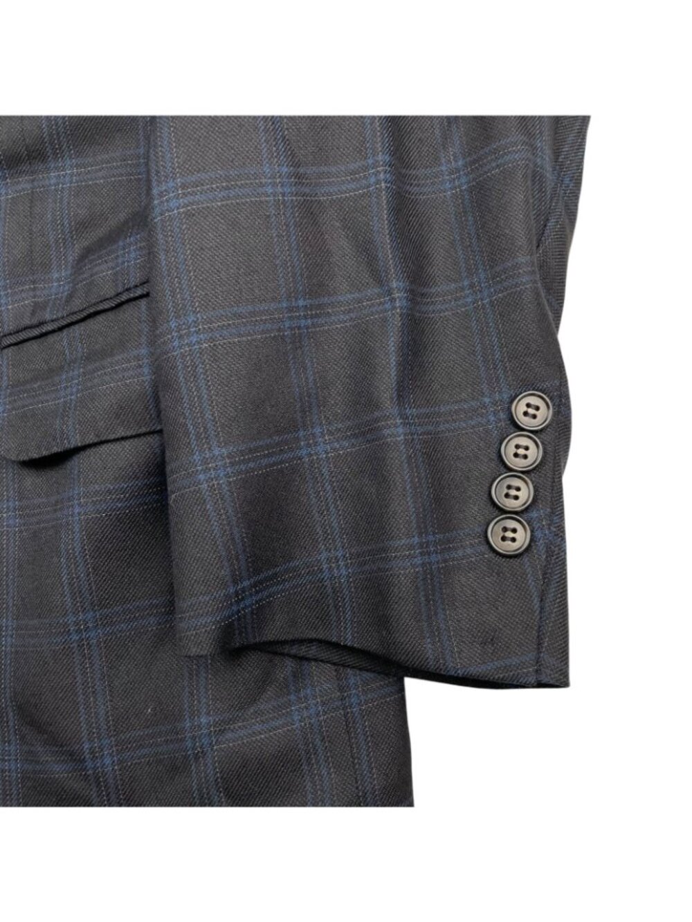 Corneliani Men's Wool/Cashmere Blazer Black/Blue Windowpane Plaid • Italy • 44R - Picture 3 of 12
